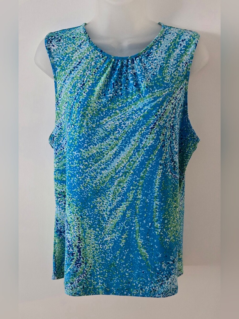 Chaps Sleeveless Top Sz Large Abstract Print Comfort Stretch Euc